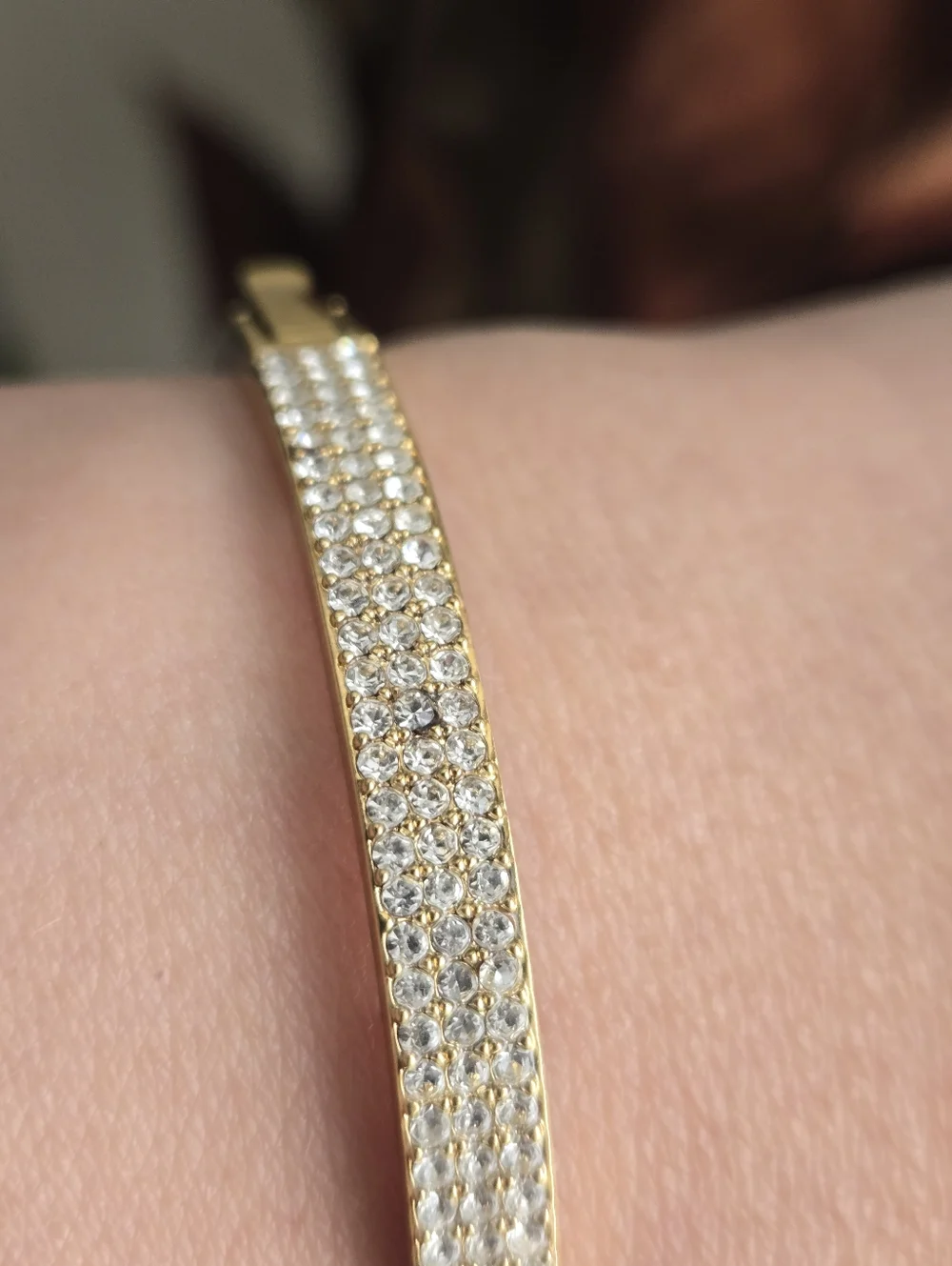 NWT Kate Spade Gold Tone Pavé Double-Row Hinged Bangle Bracelet
